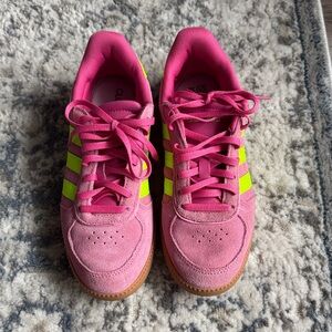 Adidas Pink and Neon Yellow Sneakers